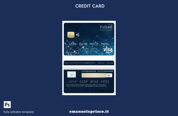 modello di carta visto bancario Ecobank Repubblica Centrafricana stile verificat